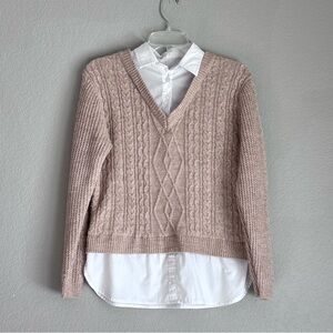 Elegant Y2K Max V-Neck Cable Knit Women’s Sweater M